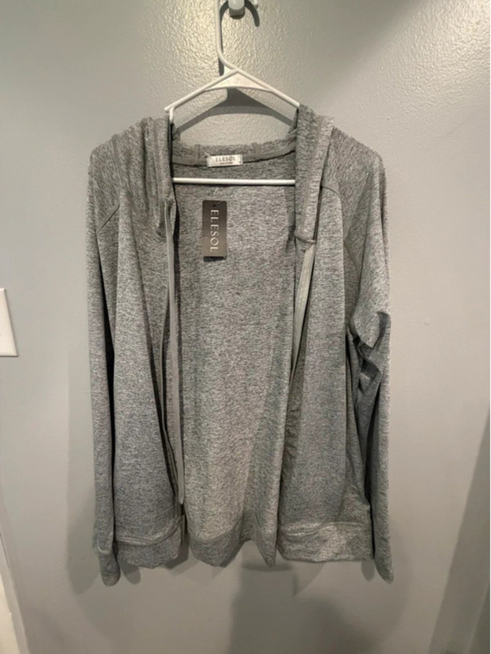 Women’s Hooded Open Front Jacket Gray XL NWT